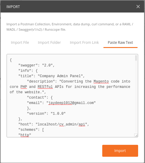 Postman Import Swagger Json
